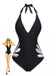 Schwarz 1940er Blumen Cut-Out Halter Einteiliger Badeanzug