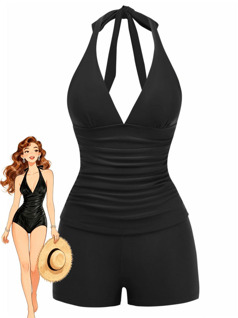 40er Tankini-Set mit Neckholder und Junge