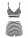 Schwarzes & Weißes 30er Vintage Bikini-Set mit Farbblock