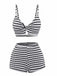 Schwarzes & Weißes 30er Vintage Bikini-Set mit Farbblock