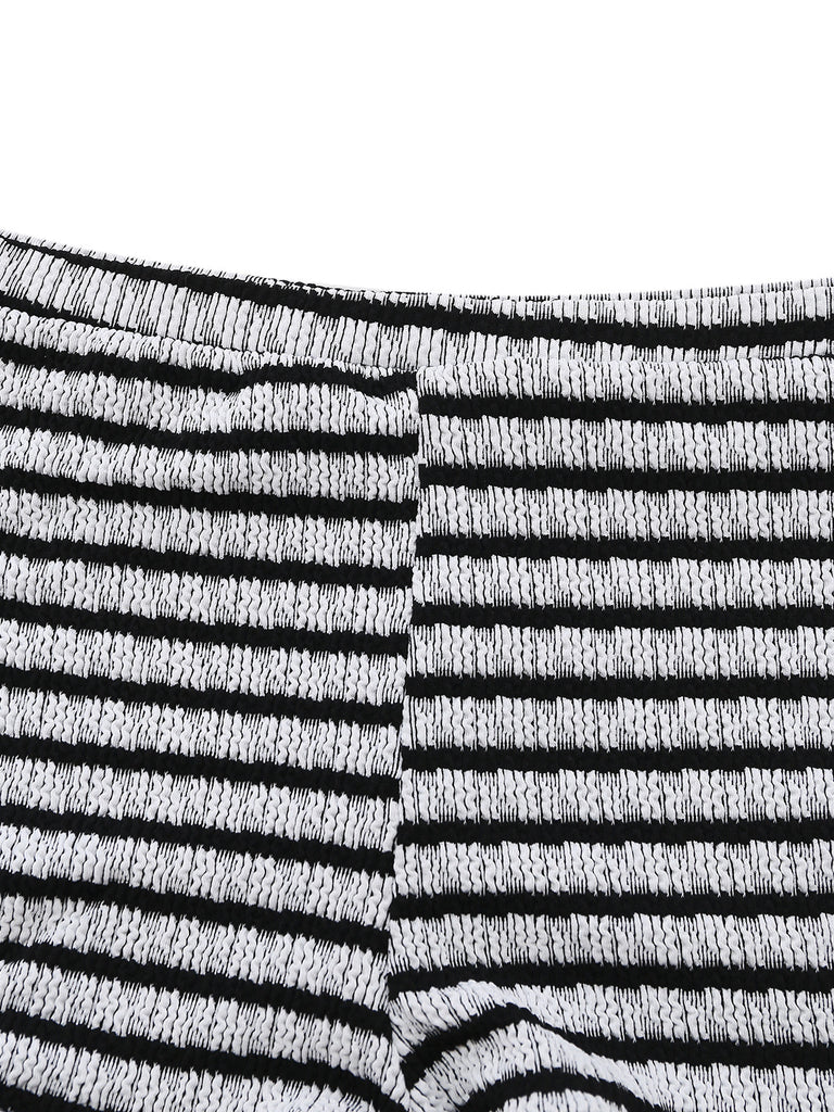 Schwarzes & Weißes 30er Vintage Bikini-Set mit Farbblock