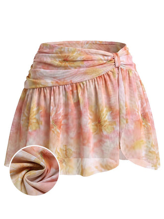 50er Netz- & Cover-Up mit Blumen und gerafft