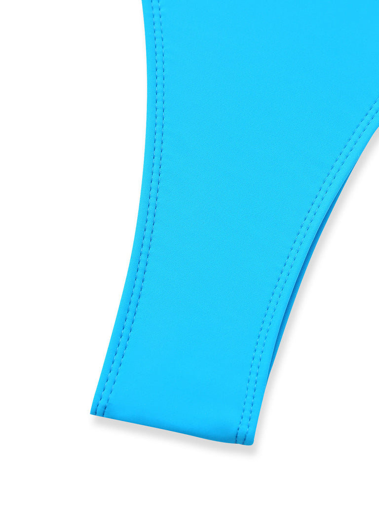 Blaues zweiteiliges Bikini-Set mit Seesternmuster aus den 1980er Jahren, Größe 5