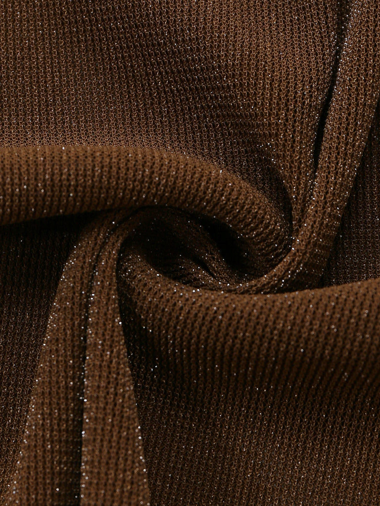 Braunes Neckholder-Bikini- und Strandkleid-Set aus den 1940er Jahren (5-teilig)