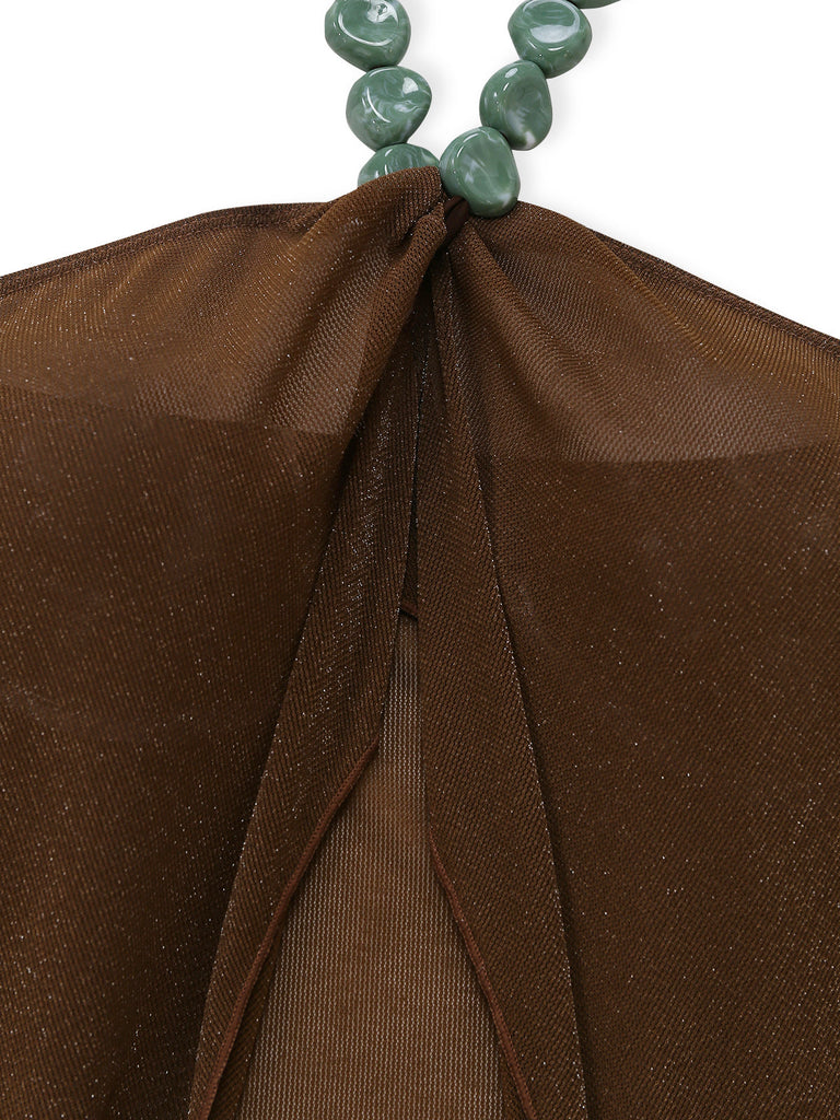 Braunes Neckholder-Bikini- und Strandkleid-Set aus den 1940er Jahren (6er-Pack)