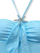 Hellblaues Tankini-Set im Stil der 1950er Jahre mit Neckholder, Rüschen und Schleife, Größe 8