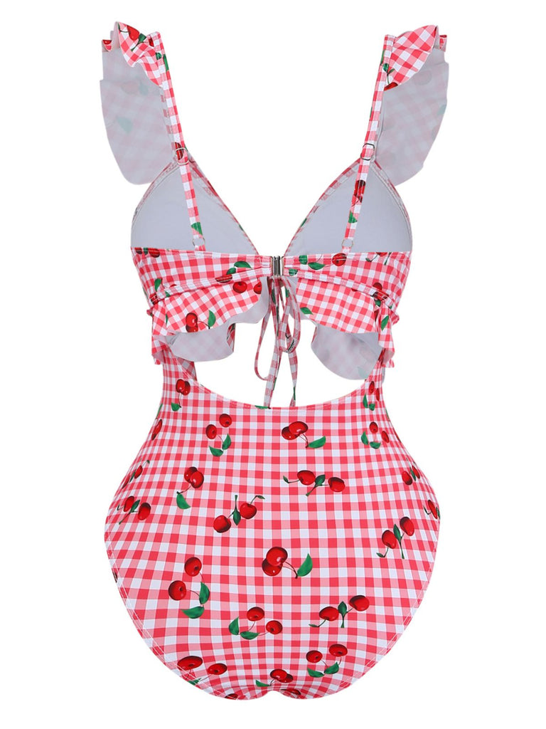 Roter Neckholder-Badeanzug aus den 1950er Jahren 3