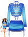 60er Bikini-Set & Cover-Up mit Langarm und Häkelarbeit