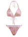 Rosa 80er Bikini-Set mit Triangle und Neckholder