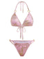 Rosa 80er Bikini-Set mit Triangle und Neckholder