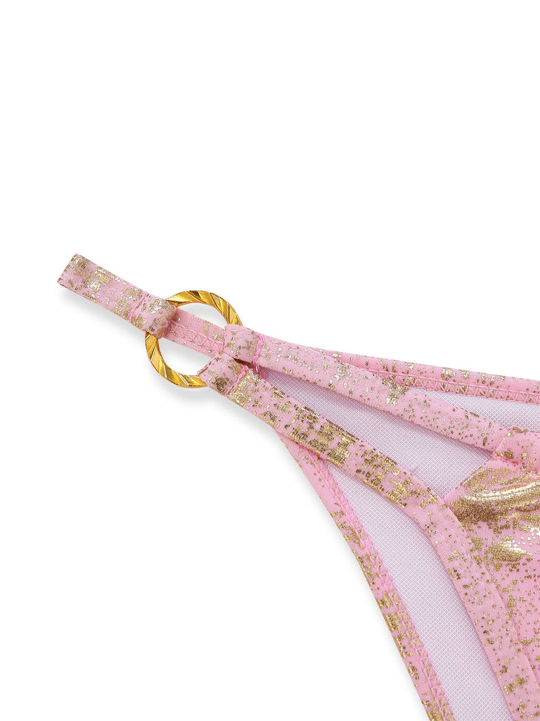 Rosa 80er Bikini-Set mit Neckholder und Triangle