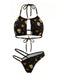 Schwarzes 80er Gothic Bikini-Set mit Totenkopf