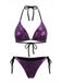 Lila 80er Bikini-Set mit Neckholder und Print
