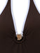 Kaffeefarbenes Tankini-Set im Stil der 1950er Jahre mit Halter-Kordelzug von Gerafft