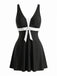 Schwarzes & Weißes 50er Tankini-Set mit Schleife und Farbblock