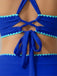 Blaues 50er Bikini-Set & Cover-Up mit Kreuzrücken und Besatz