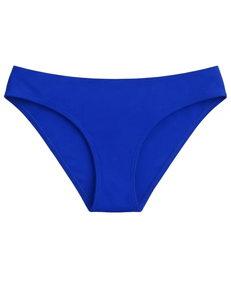 Blaues 50er Bikini-Set & Cover-Up mit Kreuzrücken und Besatz