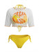 Gelbes 60er Bikini-Set & Cover-Up mit Neckholder und Triangle