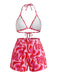 Dreiteiliges Bikini-Set mit Wellenmuster aus den 1940er Jahren, Größe 4
