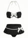 Schwarzes 50er Bikini-Set mit Herz und Schleife