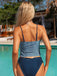 1950er Gingham Schleife Krawatte Träger Spaghetti Tankini Set