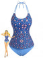 1940er Halter Retro Blumen Tankini Set