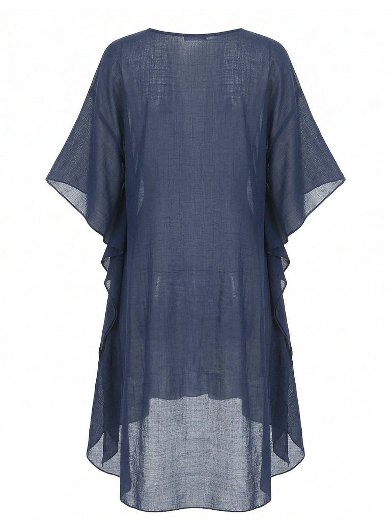 70er Cover-Up im Boho-Stil mit Häkelarbeit und Quadrat-Muster
