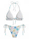 Blaues 50er Bikini-Set mit Rüschen und Neckholder