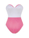 Rosa 40er Trägerloser Badeanzug & Cover-Up mit Streifen