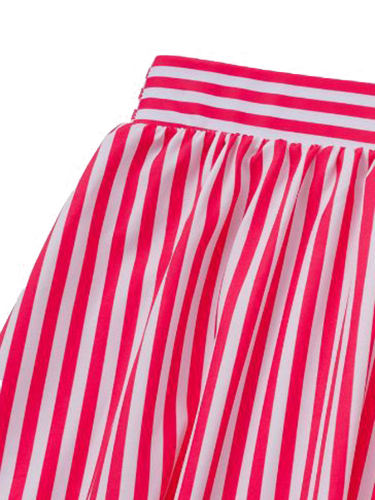 Rosa 40er Trägerloser Badeanzug & Cover-Up mit Streifen