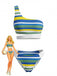 Blaues 40er Bikini-Set mit One-Shoulder und Cut-out