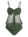 50er Netz-Tankini-Set mit Schleife und Hohe Taille