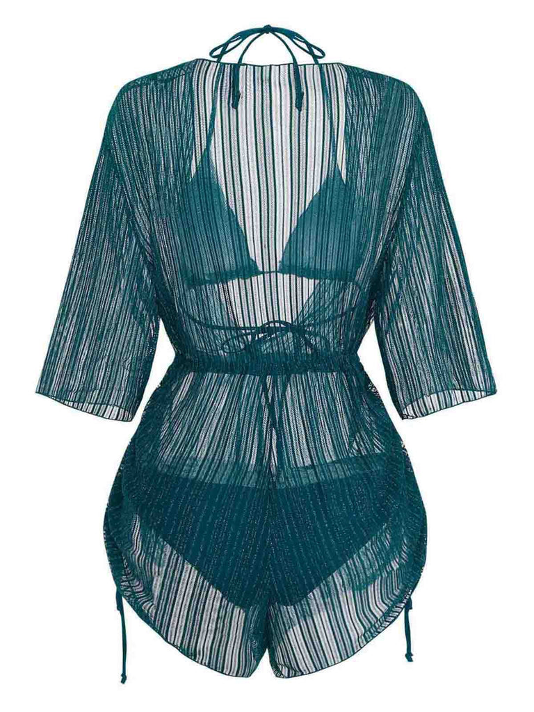 50er Bikini-Set & Cover-Up mit Neckholder und Glitzer