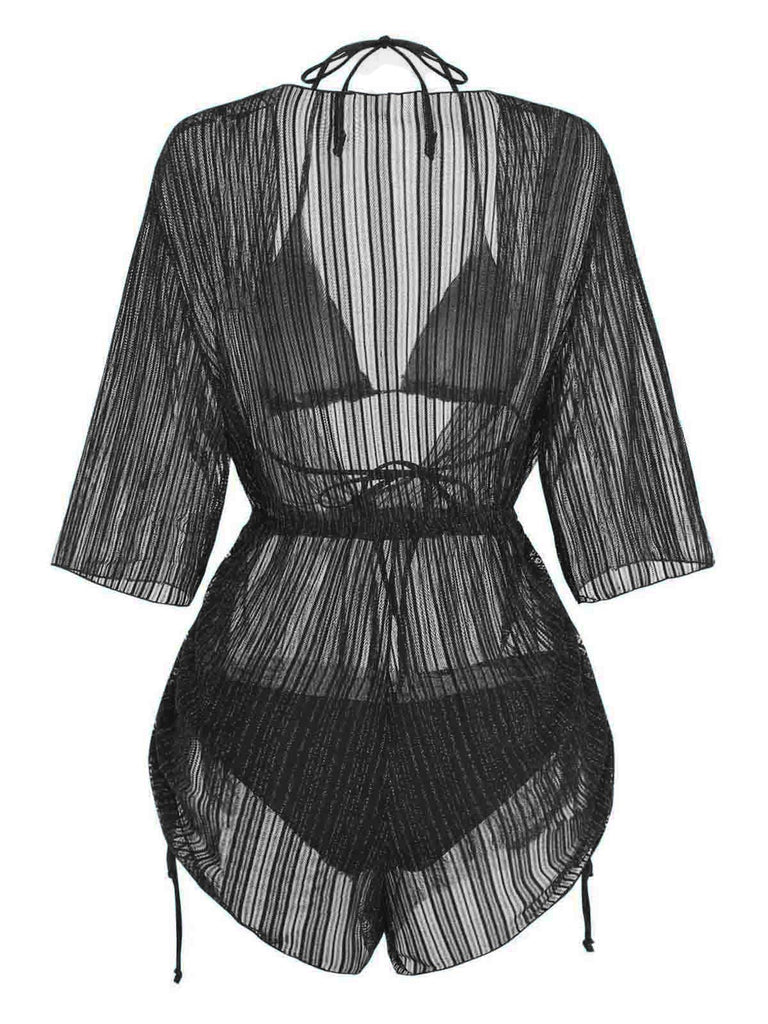 50er Bikini-Set & Cover-Up mit Neckholder und Glitzer