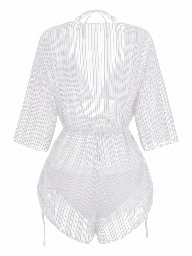 50er Bikini-Set & Cover-Up mit Neckholder und Glitzer