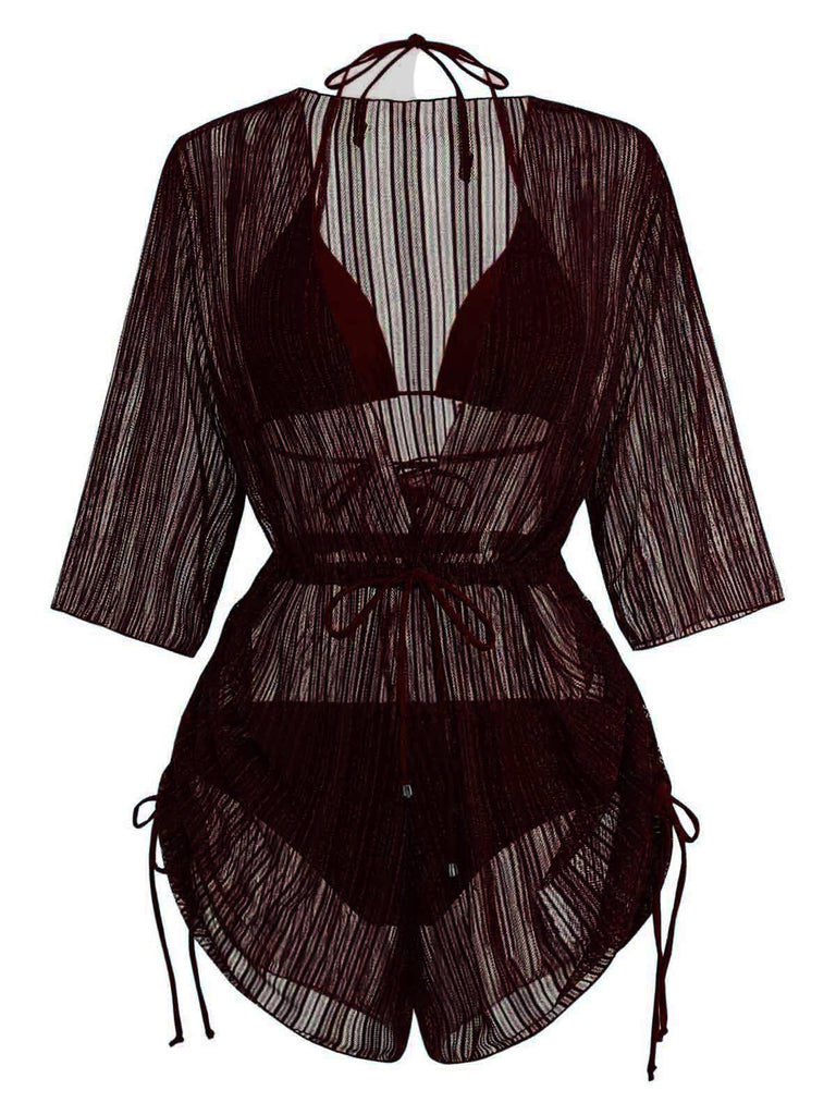 50er Bikini-Set & Cover-Up mit Neckholder und Glitzer