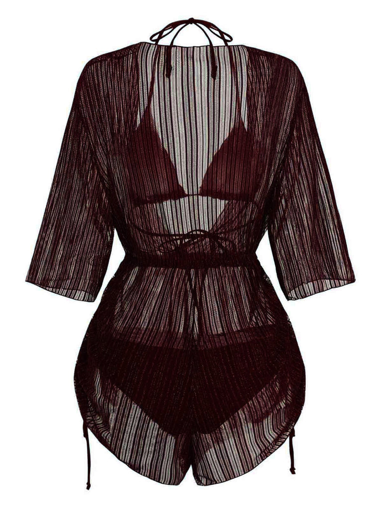 50er Bikini-Set & Cover-Up mit Neckholder und Glitzer