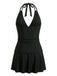 50er Tankini-Set & Cover-Up mit V-Ausschnitt und Neckholder