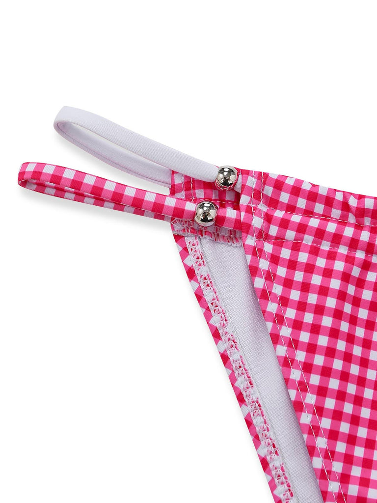 Rosa 50er Bikini-Set mit Neckholder und Gingham