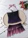 Lavendeles 80er Tankini-Set mit Neckholder und gerafft