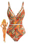 Orange 40er Badeanzug mit Blumen und Cut-out