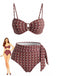 Braunes 40er Bikini-Set mit Hohe Taille und Print