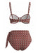 Braunes 40er Bikini-Set mit Hohe Taille und Print