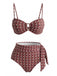 Braunes 40er Bikini-Set mit Hohe Taille und Print