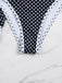 2-teiliges Schwarz 1940er Polka Dot Neckholder Bikini-Set & Überwurf