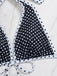 2-teiliges Schwarz 1940er Polka Dot Neckholder Bikini-Set & Überwurf