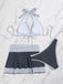 2-teiliges Schwarz 1940er Polka Dot Neckholder Bikini-Set & Überwurf