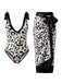 80er Badeanzug & Cover-Up mit V-Ausschnitt und Leoparden-Print