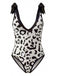 80er Badeanzug & Cover-Up mit V-Ausschnitt und Leoparden-Print
