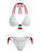 Weißes 50er Bikini-Set mit Neckholder und Kirschen